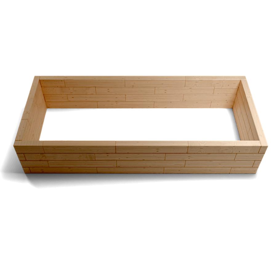 Medium size modular raised bed with natural larch wood finish for balcony gardening