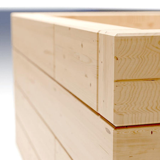 Modular larch wood raised bed individual building blocks for DIY garden construction