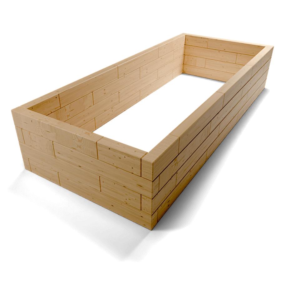Rectangular I-shape modular raised bed made from 60mm larch wood