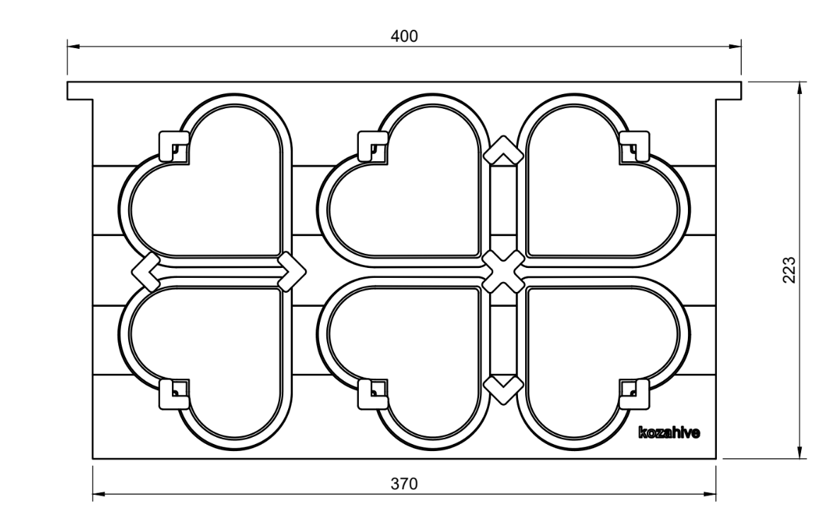 EHM DNM frame with heart inserts for natural beekeeping